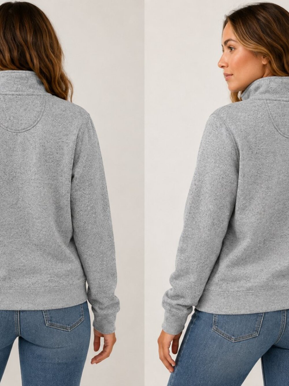 Carhartt Women’s Relaxed Fit Quarter Zip Pullover Gray Flecked Sweatshirt M - Picture 4 of 9